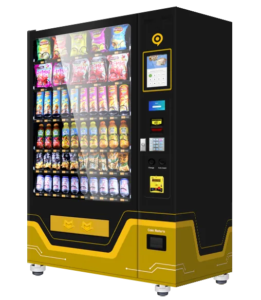 Máquina expendedora refrigerada de bebidas y snacks con pantalla táctil
