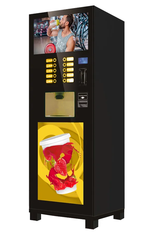 Máquina expendedora de café y bebidas calientes para oficinas, vista en perspectiva