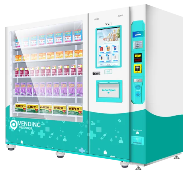 Máquina expendedora de productos de farmacia e higiene, vista en perspectiva